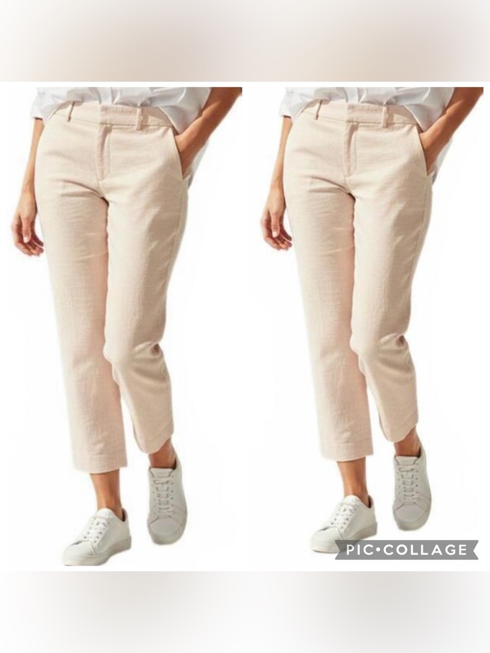 CLUB MONACO Women’s Peach Textured Stretch Cotton Ankle Trousers Career Size 4.